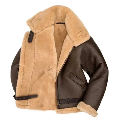 Aviator jacket with faux fur lining and leather look