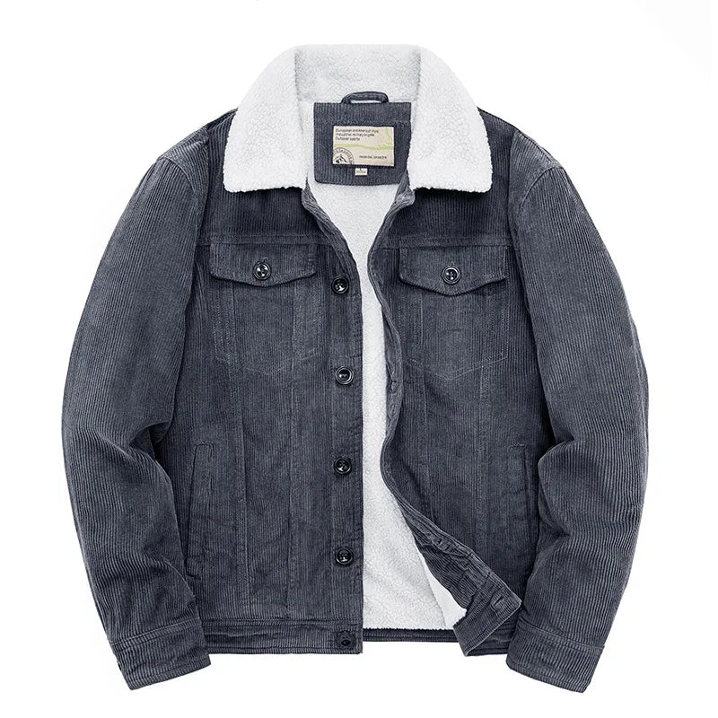 Corduroy jacket with sherpa lining