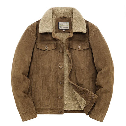 Corduroy jacket with sherpa lining