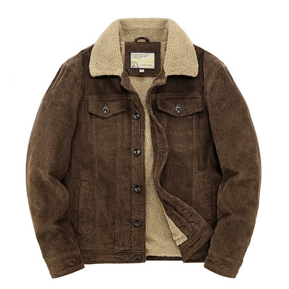 Corduroy jacket with sherpa lining