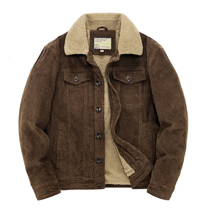 Corduroy jacket with sherpa lining