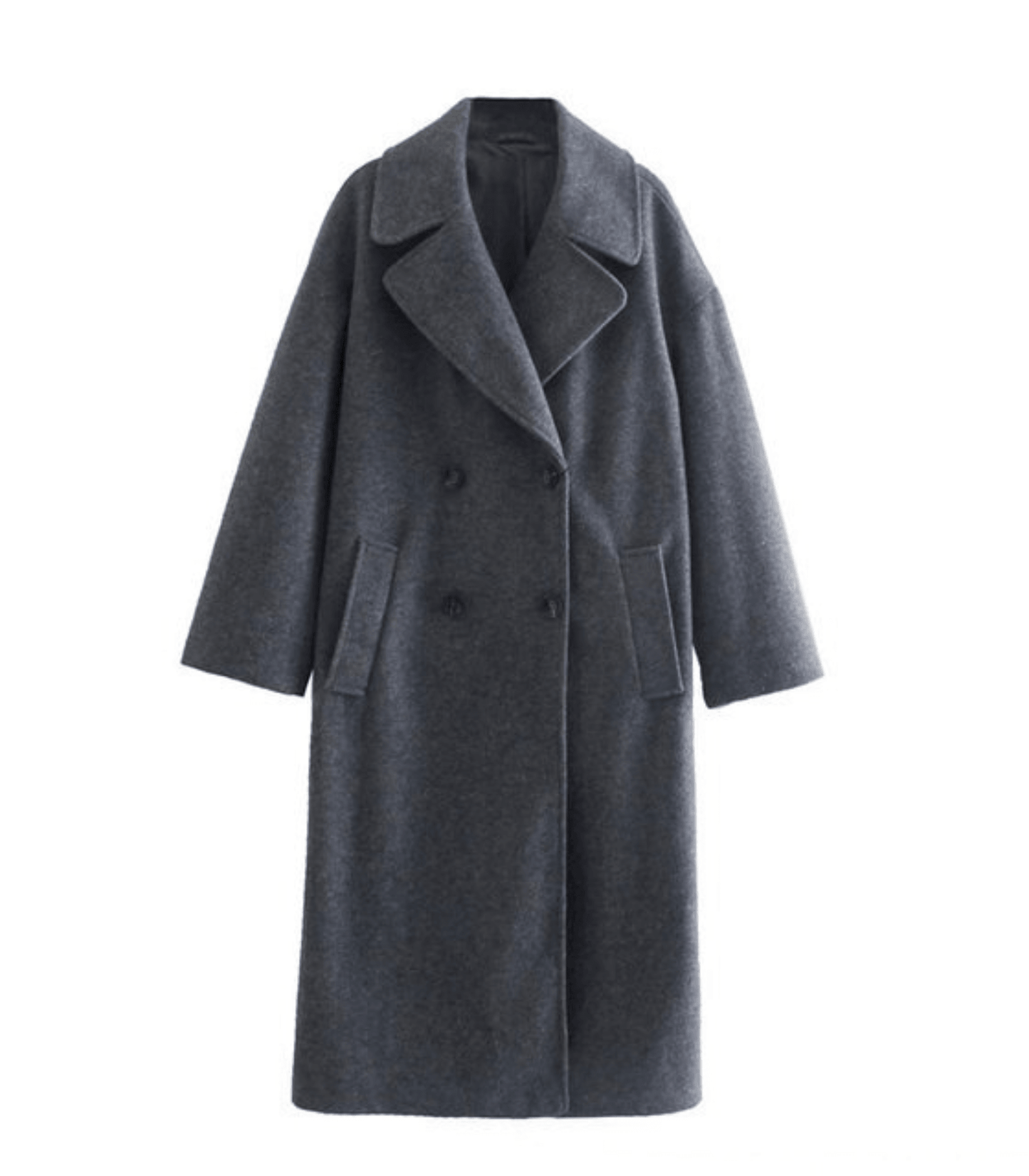 Coat with double button placket and lapel collar