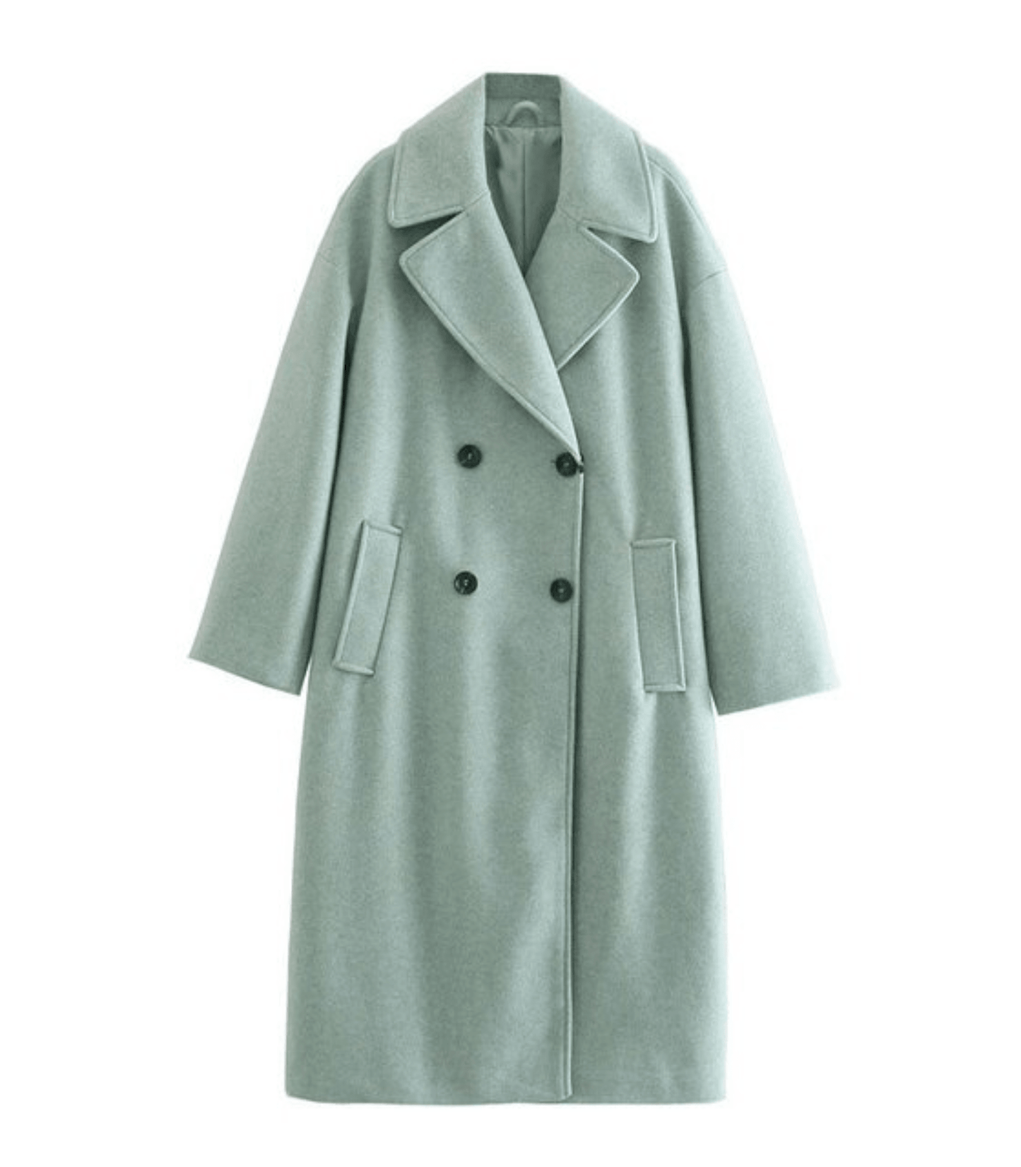 Coat with double button placket and lapel collar