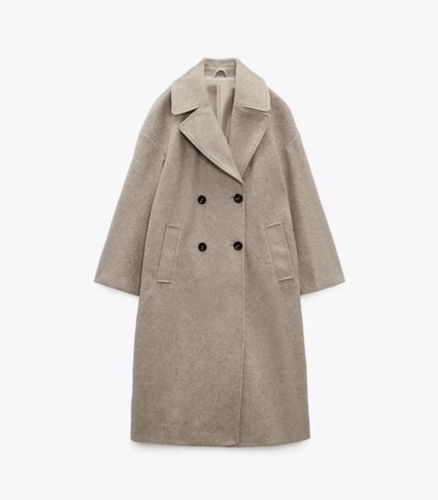 Coat with double button placket and lapel collar